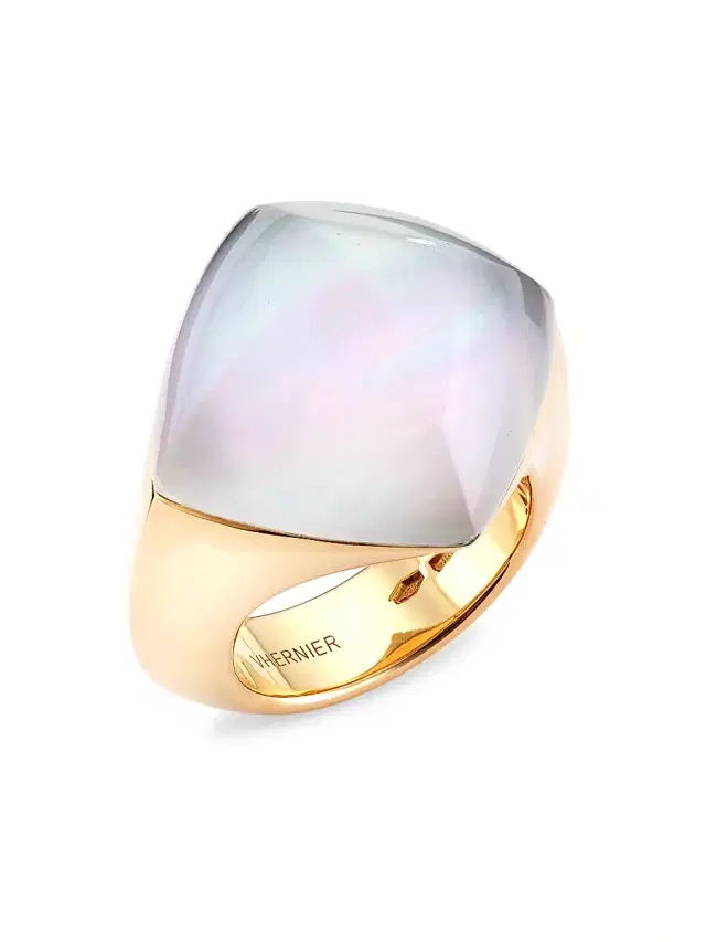 Women's Pan Di Zucchero 18K Rose Gold, Mother-Of-Pearl, & Sunflower Quartz Ring