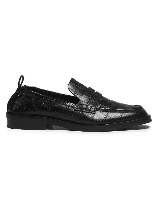 Women's Alexa Embossed Leather Loafers - Black