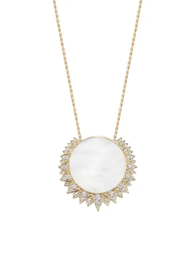Women's Sunlight 18K Rose Gold, White Opal & Diamond Pendant Necklace - Rose Gold