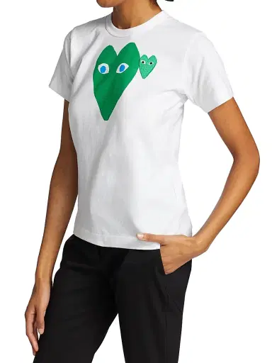 Comme des Garçons PLAY Women's Double Heart T-Shirt - White - Size XS | Thumbnail 4 Comme des Garçons PLAY Women's Double Heart T-Shirt - White - Size XS | Thumbnail 4