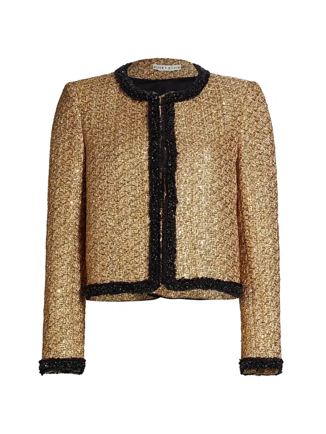 Women's Landon Metallic Tweed Box Jacket - Gold