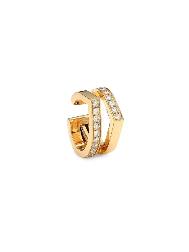 Women's Antifer 18K Rose Gold & Diamond 2-Row Single Ear Cuff