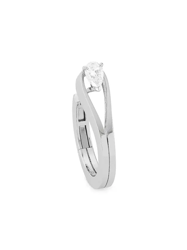 Women's Serti Inversé 18K White Gold & 0.2 TCW Diamond Single Hoop Earring - White Gold