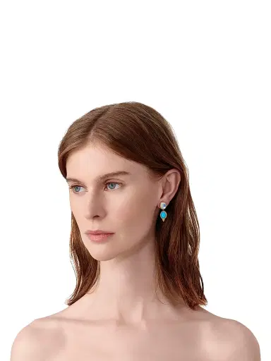 Temple St. Clair Women's Florence86 18K Yellow Gold, Turquoise & Blue Moonstone Double-Drop Earrings - Gold | Thumbnail 2 Temple St. Clair Women's Florence86 18K Yellow Gold, Turquoise & Blue Moonstone Double-Drop Earrings - Gold | Thumbnail 2