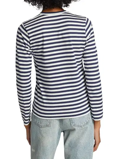 Comme des Garçons PLAY Women's Long-Sleeve Striped T-Shirt - Navy White - Size XS | Thumbnail 5