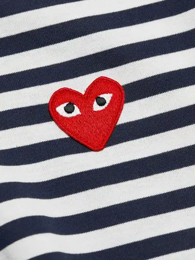 Comme des Garçons PLAY Women's Long-Sleeve Striped T-Shirt - Navy White - Size XS | Thumbnail 7