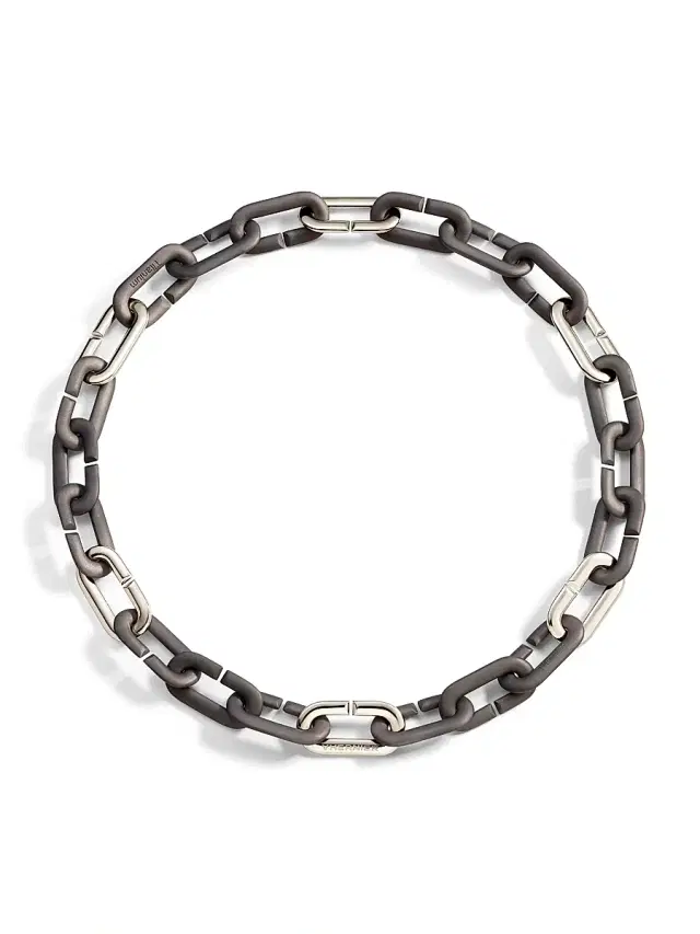 Women's Mon Jeu 18K White Gold & Titanium Chain Necklace - White Black