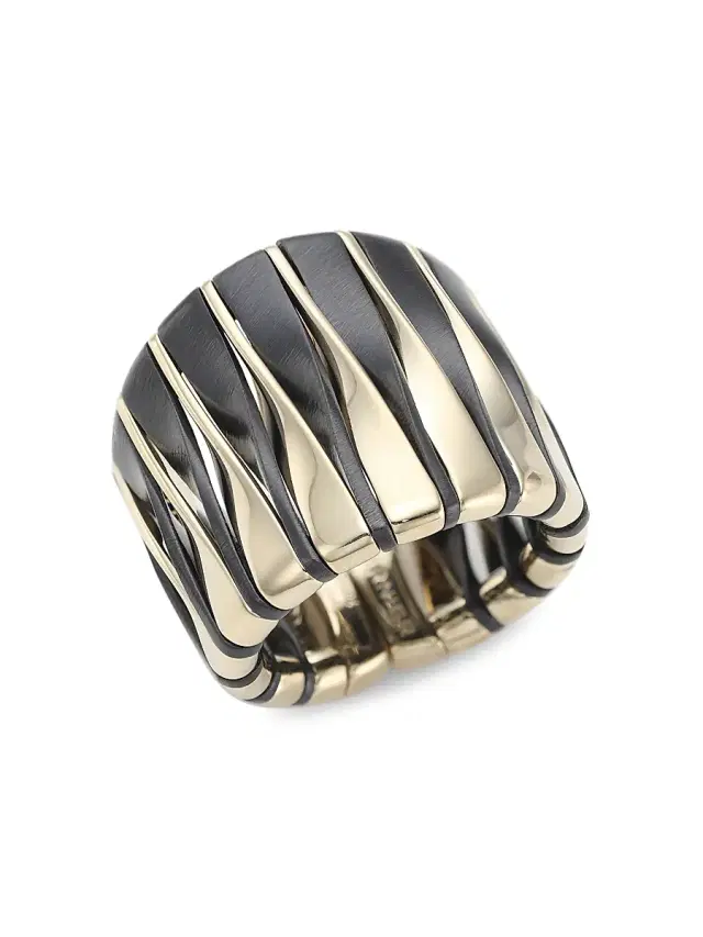 Women's Coucher Du Soleil 18K White Gold & Bronze Tapered Ring - White Gold Bronze