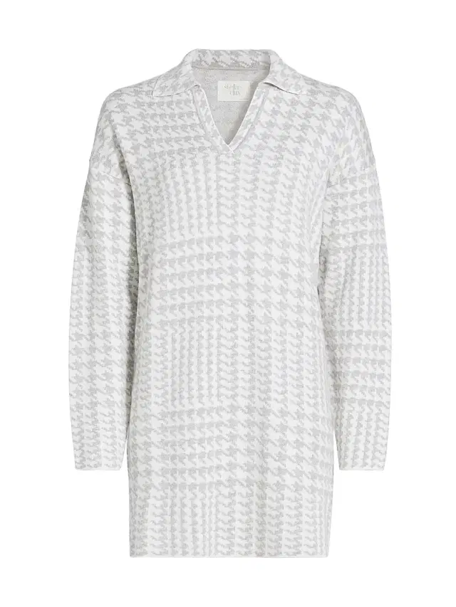 Stellae Dux Women's Houndstooth Knit Minidress - Heather Grey Multi