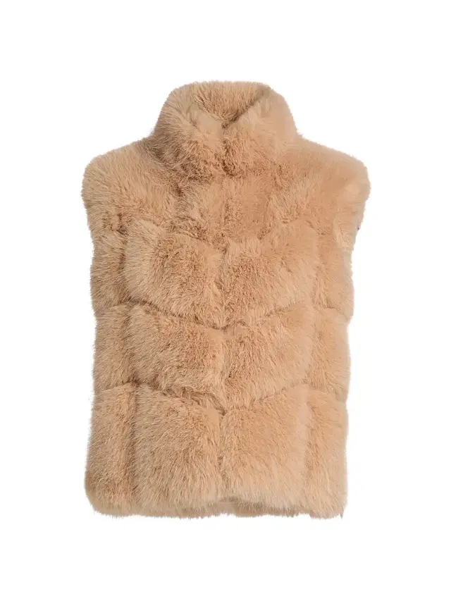 Generation Love Women's Rosario Chevron Faux-Fur Vest - Beige