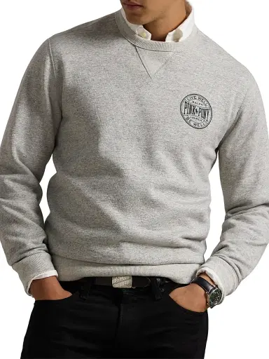 Polo Ralph Lauren Men's Pink Pony Vintage Fleece Crewneck Sweater - Dark Vintage Heather | Thumbnail 3