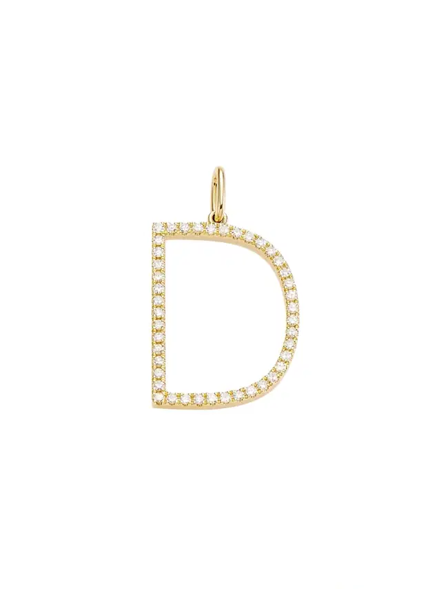 Women's 14K Yellow Gold & Diamond Pavé Initial Charm - Initial D