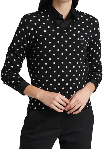 Comme des Garçons PLAY Women's Polka Dot Wool Knit Sweater - Black - Size XS | Thumbnail 3 Comme des Garçons PLAY Women's Polka Dot Wool Knit Sweater - Black - Size XS | Thumbnail 3