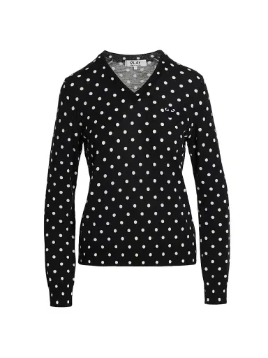 Comme des Garçons PLAY Women's Polka Dot Wool Knit Sweater - Black - Size XS | Thumbnail 1 Comme des Garçons PLAY Women's Polka Dot Wool Knit Sweater - Black - Size XS | Thumbnail 1