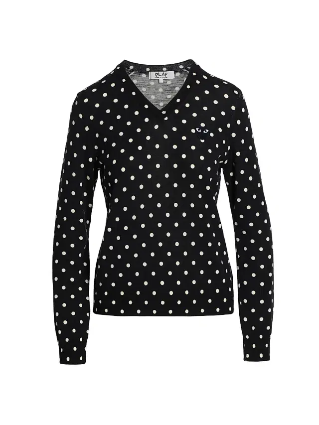 Comme des Garçons PLAY Women's Polka Dot Wool Knit Sweater - Black