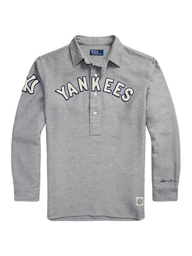Polo Ralph Lauren Men's Yankees Polo Long-Sleeve Top - Grey Heather