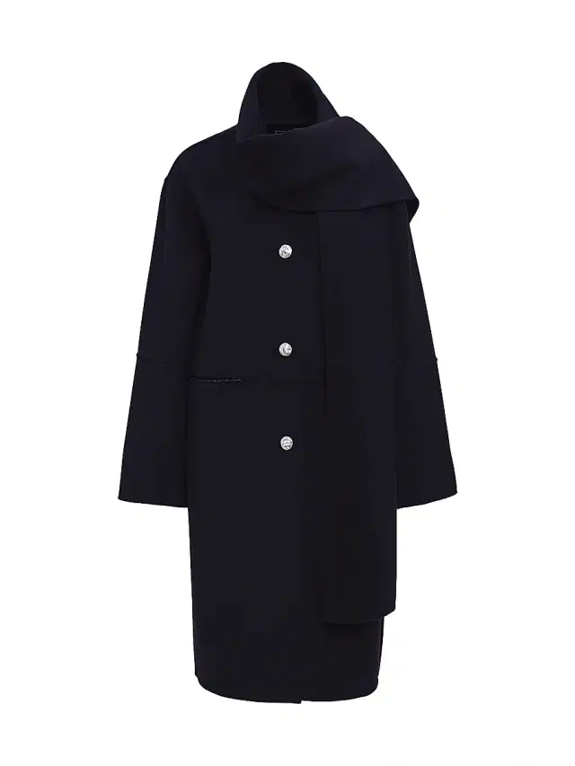 Dawn Levy Women's Claude Wool-Blend Scarf Coat - Black