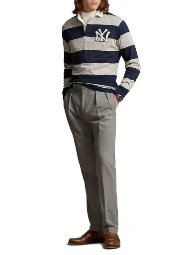 Polo Ralph Lauren Men's Striped Cotton Rugby Shirt - Aviator Navy Loft Heather | Thumbnail 2 Polo Ralph Lauren Men's Striped Cotton Rugby Shirt - Aviator Navy Loft Heather | Thumbnail 2