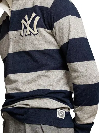 Polo Ralph Lauren Men's Striped Cotton Rugby Shirt - Aviator Navy Loft Heather | Thumbnail 5 Polo Ralph Lauren Men's Striped Cotton Rugby Shirt - Aviator Navy Loft Heather | Thumbnail 5