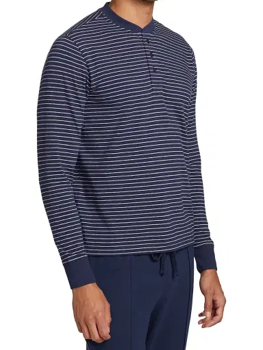 Saks Fifth Avenue Men's COLLECTION Striped Henley Pajama Top - Navy Combo - Size XXL | Thumbnail 4 Saks Fifth Avenue Men's COLLECTION Striped Henley Pajama Top - Navy Combo - Size XXL | Thumbnail 4