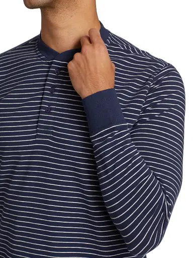 Saks Fifth Avenue Men's COLLECTION Striped Henley Pajama Top - Navy Combo - Size XXL | Thumbnail 6 Saks Fifth Avenue Men's COLLECTION Striped Henley Pajama Top - Navy Combo - Size XXL | Thumbnail 6