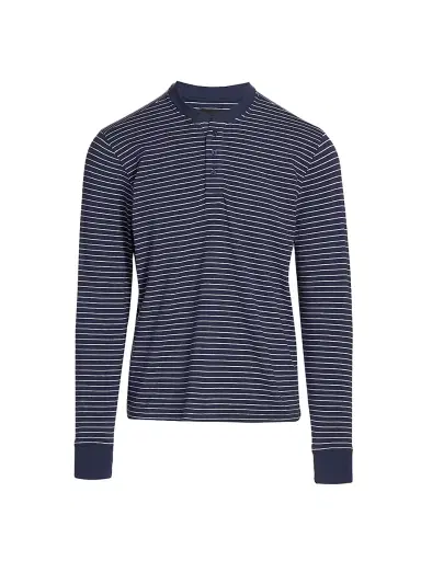 Saks Fifth Avenue Men's COLLECTION Striped Henley Pajama Top - Navy Combo - Size XXL | Thumbnail 1 Saks Fifth Avenue Men's COLLECTION Striped Henley Pajama Top - Navy Combo - Size XXL | Thumbnail 1