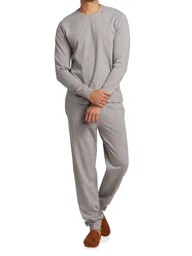 Saks Fifth Avenue Men's COLLECTION Heathered Pajama Top - Heathered Dark Grey - Size XS | Thumbnail 2