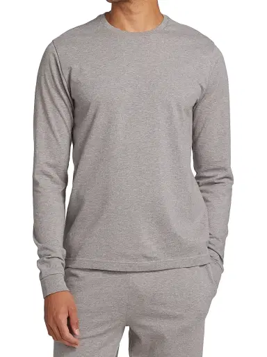 Saks Fifth Avenue Men's COLLECTION Heathered Pajama Top - Heathered Dark Grey - Size XS | Thumbnail 3