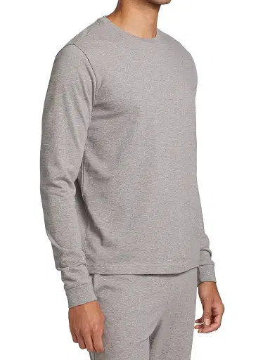 Saks Fifth Avenue Men's COLLECTION Heathered Pajama Top - Heathered Dark Grey - Size XS | Thumbnail 4