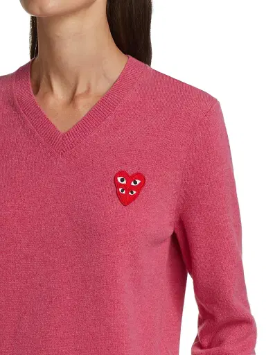 Comme des Garçons PLAY Women's Double Heart V-Neck Pullover | Thumbnail 6 Comme des Garçons PLAY Women's Double Heart V-Neck Pullover | Thumbnail 6