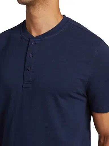 Saks Fifth Avenue Men's COLLECTION Henley Pajama Top - Navy - Size Small | Thumbnail 6