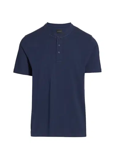Saks Fifth Avenue Men's COLLECTION Henley Pajama Top - Navy - Size Small | Thumbnail 1