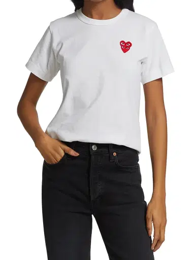 Comme des Garçons PLAY Women's Double Heart T-Shirt - White - Size XS | Thumbnail 3