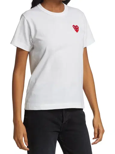 Comme des Garçons PLAY Women's Double Heart T-Shirt - White - Size XS | Thumbnail 4