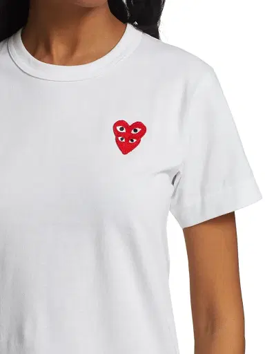 Comme des Garçons PLAY Women's Double Heart T-Shirt - White - Size XS | Thumbnail 6