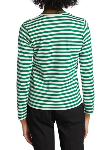 Comme des Garçons PLAY Women's Striped Red Heart Long-Sleeve Shirt - Green White - Size XS | Thumbnail 5 Comme des Garçons PLAY Women's Striped Red Heart Long-Sleeve Shirt - Green White - Size XS | Thumbnail 5