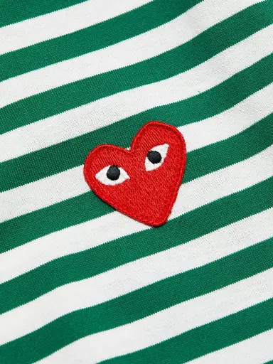 Comme des Garçons PLAY Women's Striped Red Heart Long-Sleeve Shirt - Green White - Size XS | Thumbnail 7 Comme des Garçons PLAY Women's Striped Red Heart Long-Sleeve Shirt - Green White - Size XS | Thumbnail 7