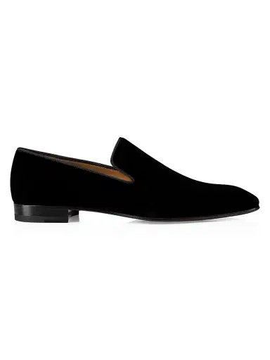 Christian Louboutin Men's Dandelion Velvet Flats - Black | Thumbnail 1 Christian Louboutin Men's Dandelion Velvet Flats - Black | Thumbnail 1
