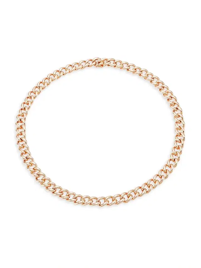 Women's Naples 18K Rose Gold Chain Link Choker Necklace - Rose Gold