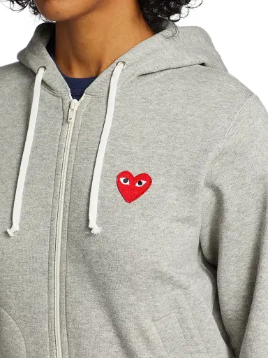 Comme des Garçons PLAY Women's Heart Back Zip Hoodie - Grey | Thumbnail 6
