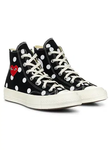 Comme des Garçons PLAY CdG Play x Converse Women's Polka Dot High-Top Sneakers - Black - Size 12 | Thumbnail 2