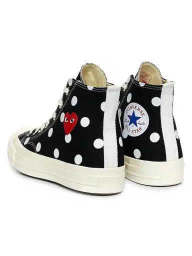 Comme des Garçons PLAY CdG Play x Converse Women's Polka Dot High-Top Sneakers - Black - Size 12 | Thumbnail 3