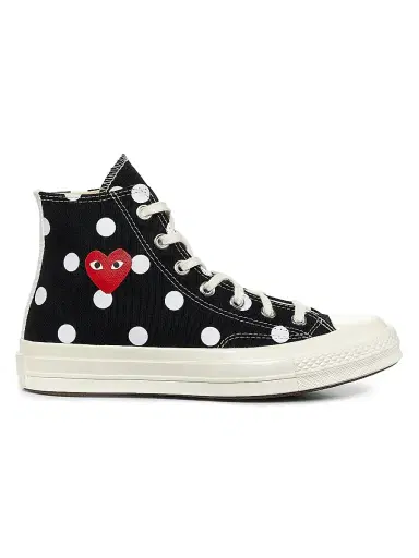 Comme des Garçons PLAY CdG Play x Converse Women's Polka Dot High-Top Sneakers - Black - Size 12 | Thumbnail 1