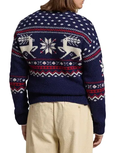 Polo Ralph Lauren Men's Deer-Jacquard Wool Sweater - Navy Combo | Thumbnail 3