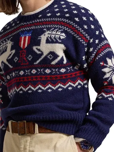 Polo Ralph Lauren Men's Deer-Jacquard Wool Sweater - Navy Combo | Thumbnail 4