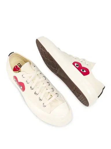 Comme des Garçons PLAY CdG PLAY x Converse Women's Chuck Taylor All Star Peek-A-Boo Low-Top Sneakers - White - Size 5 | Thumbnail 4