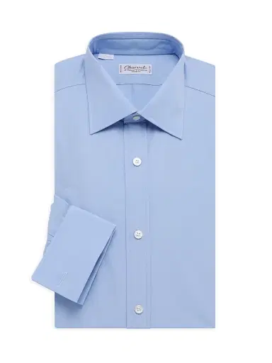 Charvet Men's Solid Poplin Dress Shirt - Light Blue - Size 15 | Thumbnail 1