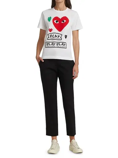 Comme des Garçons PLAY Women's Large Heart Play T-Shirt - White - Size XS | Thumbnail 2