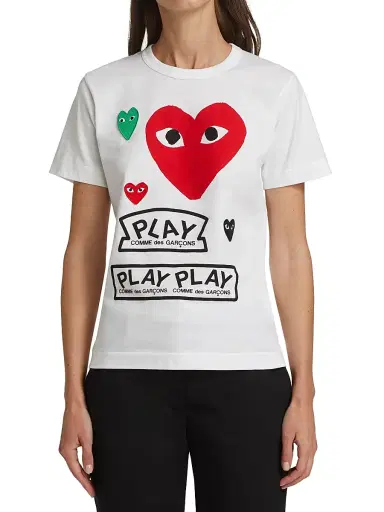 Comme des Garçons PLAY Women's Large Heart Play T-Shirt - White - Size XS | Thumbnail 3
