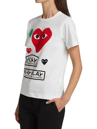 Comme des Garçons PLAY Women's Large Heart Play T-Shirt - White - Size XS | Thumbnail 4